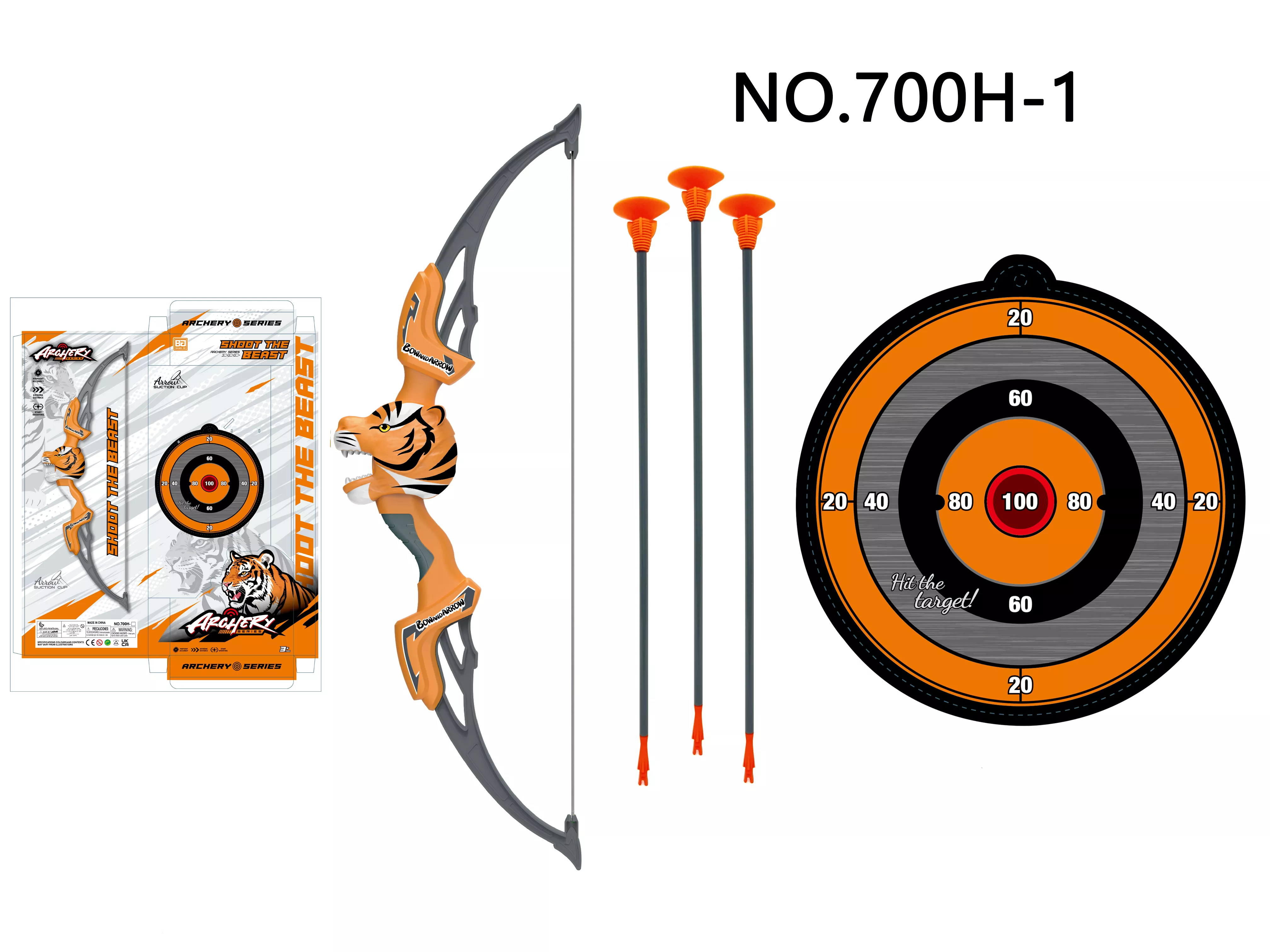 SET DE ARCO Y FLECHA DE JUGUETE CON BLANCO TIGRE